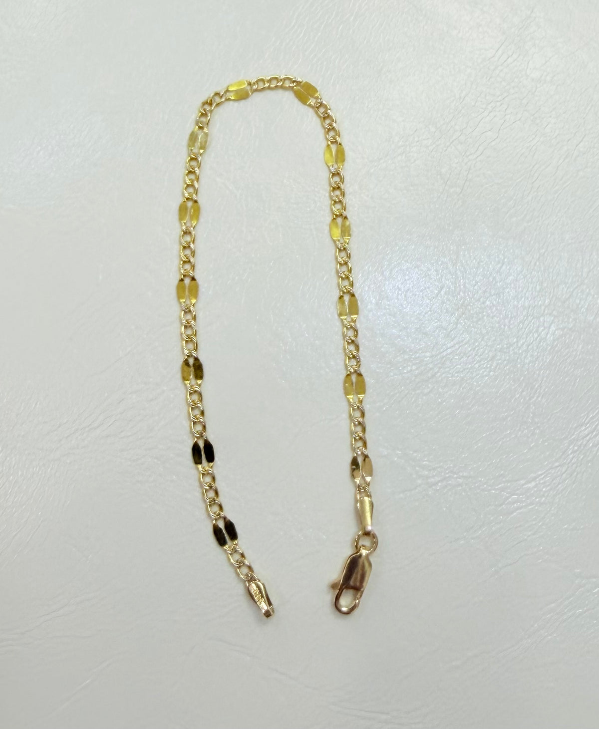 1815- NEW 14K Cuban Mirror Bracelet 7” (3.3mm)