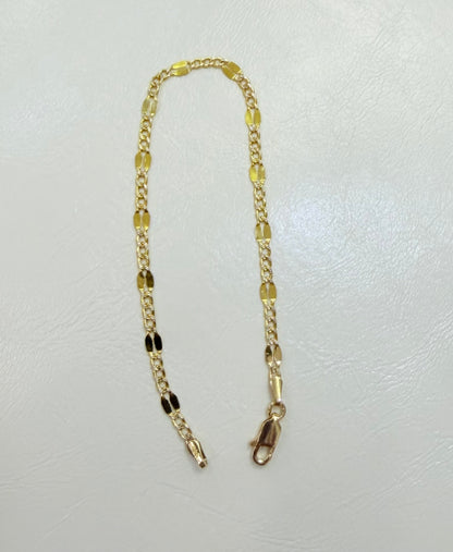 1815- NEW 14K Cuban Mirror Bracelet 7” (3.3mm)