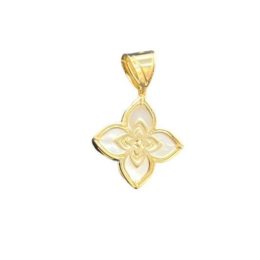 294- NEW 14K White Clover Pendant