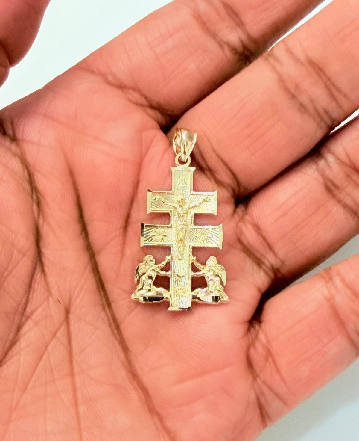 1790- NEW 14K Caravaca Cross Pendant W.G