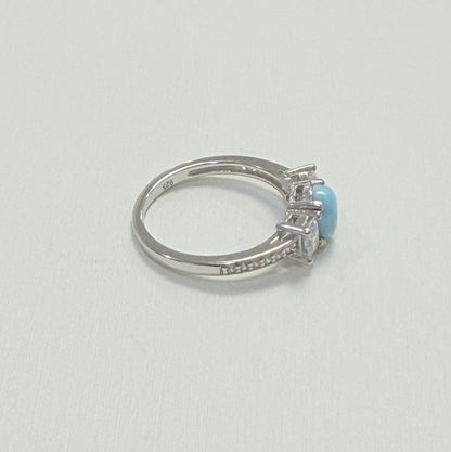 S900- .925 Silver Larimar Oval Ring W.G
