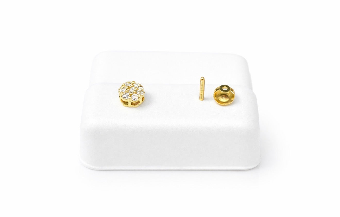 D6- NEW 10K Round Natural Full Diamond 💎 Stud Earrings (0.38ct)W.G