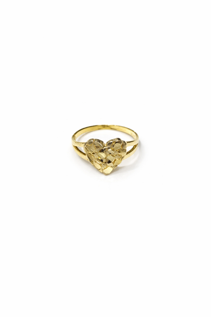 1538- NEW 10K Heart Nugget Ring W. G