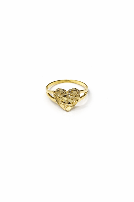 1538- NEW 10K Heart Nugget Ring W. G