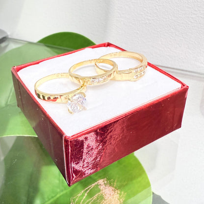 1124- NEW 14K Gold Trio Wedding Rings W.G