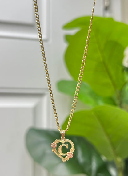 0072- NEW 14K Letter “C” Heart Shape Pendant W.G