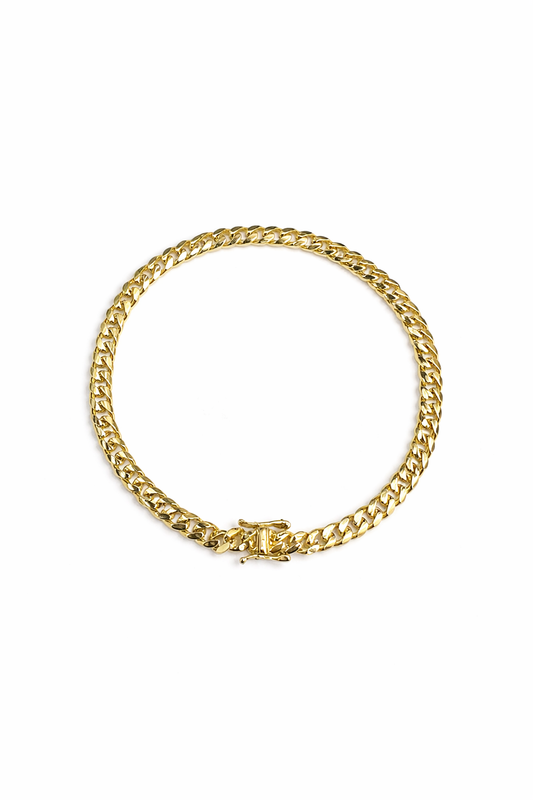 1551- 10K Solid Miami Cuban Bracelet 8”(5mm)W.G