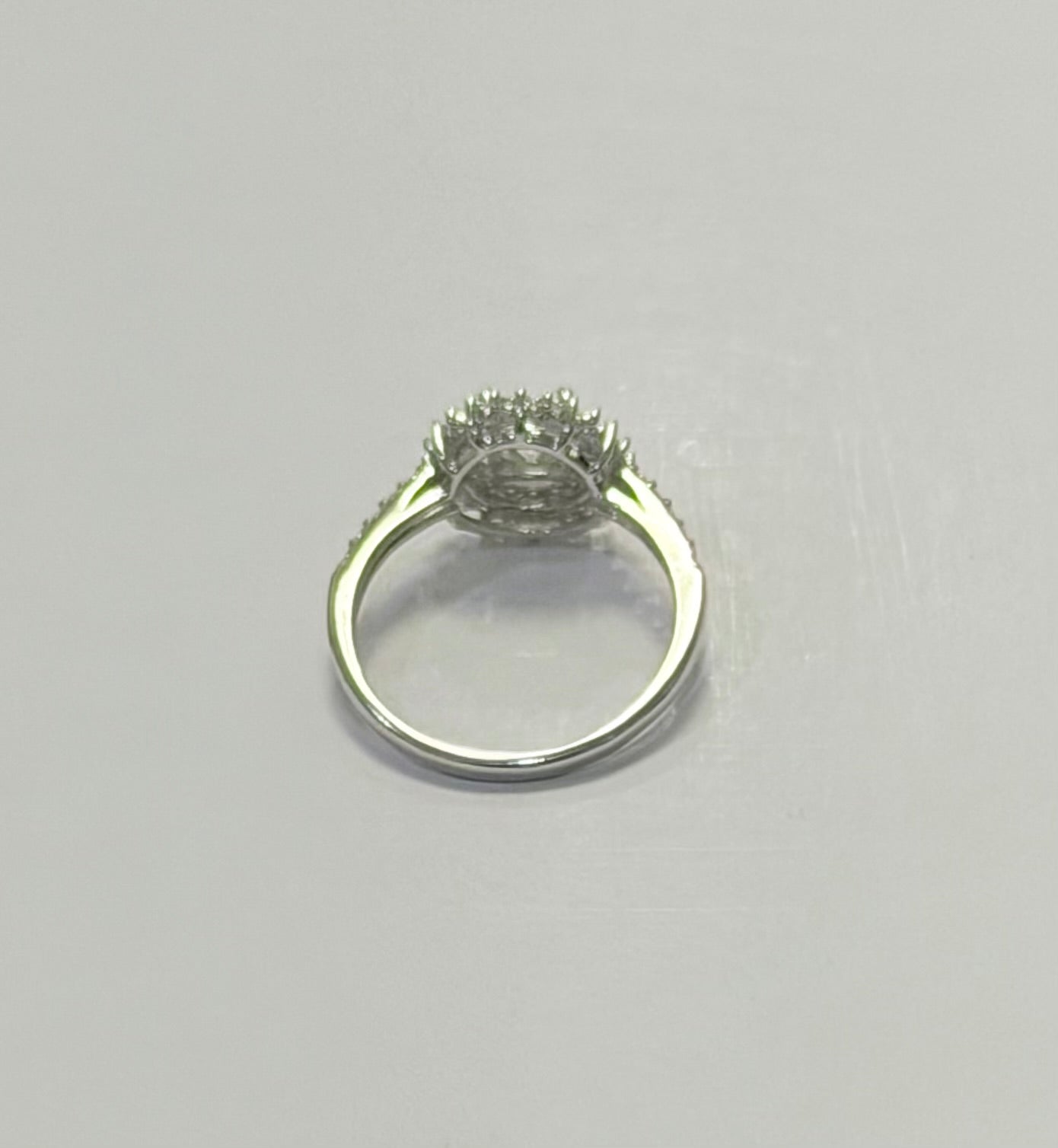 S1141- .925 Sterling Silver Flower Moissanite Ring W.G
