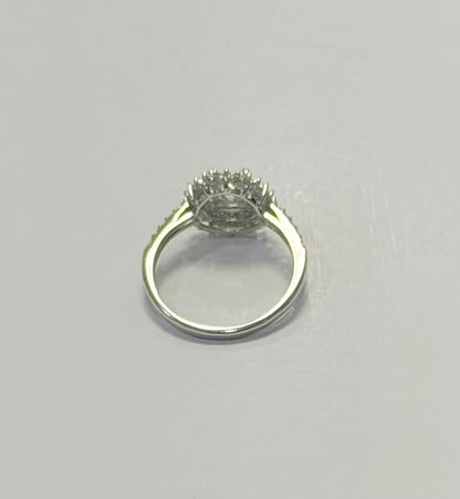 S1141- .925 Sterling Silver Flower Moissanite Ring W.G