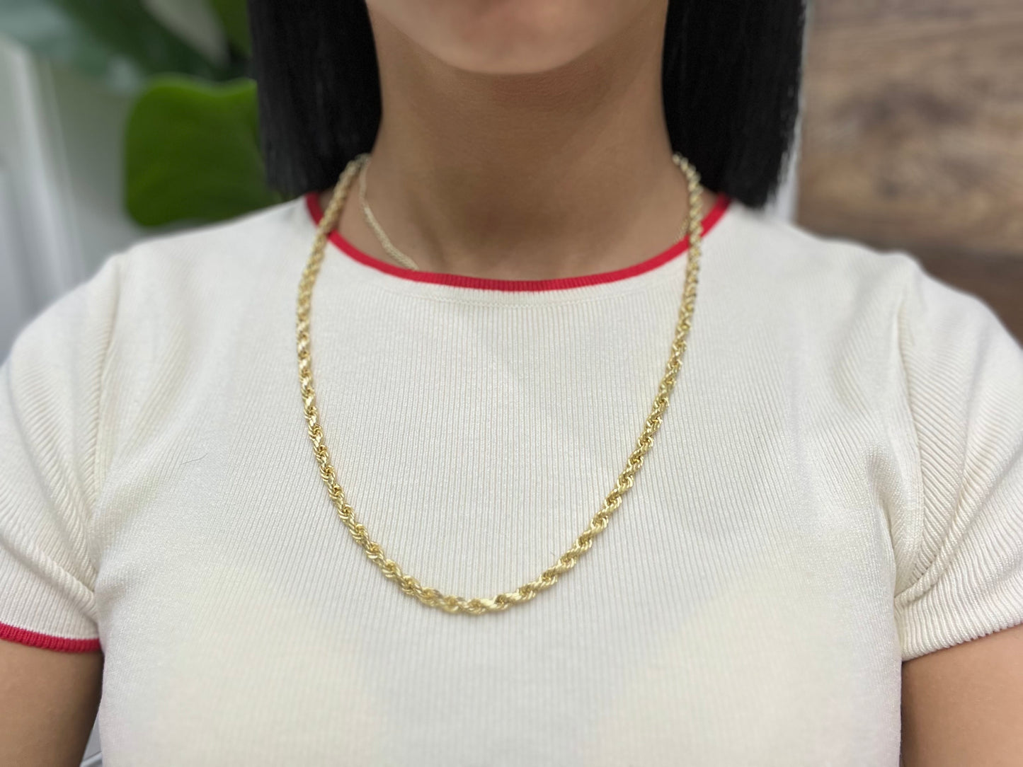 467- NEW 14K Semi Solid Rope Chain (4.50mm) W.G