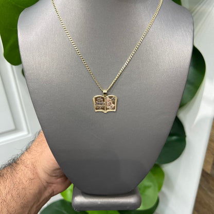 1307- NEW 10k Gold Serenity Prayer Double Sided Flat Charm Pendant W.G