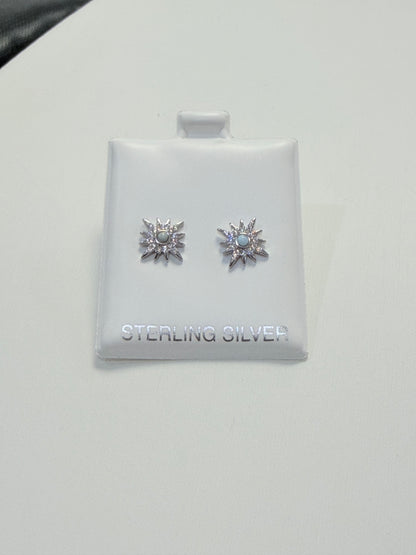 S886- NEW Larimar Sun Stud Earrings (8.38mmx8.38mm) W.G