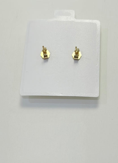 1739- NEW 10K Gold Baguette Cut Heart Stud Earrings (10mm) W.G