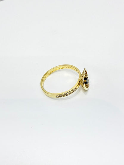 1600- NEW 14K Gold Heart Black Cz W.G