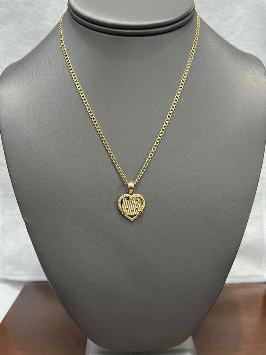 C75- NEW 14K Hollow Cuban Curb Chain 16" (2.5mm) + 14K Hello Kitty Pendant SET W.G