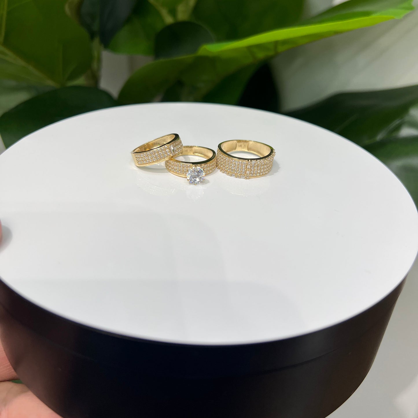 1225-NEW 14K Trio Wedding Ring Set W.G