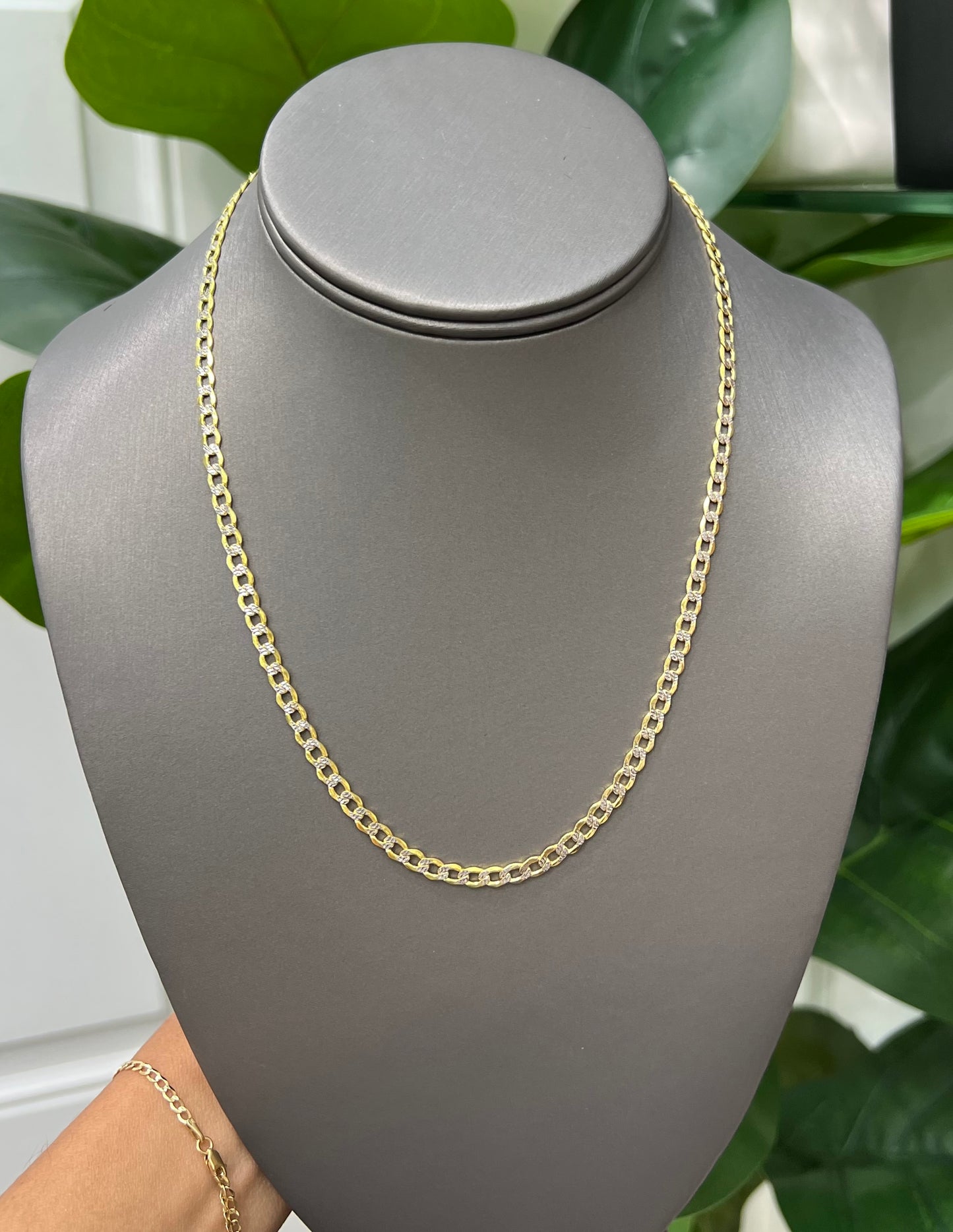 00110 - NEW 14k Hollow Cuban Curb chain two-Tone (4mm)W.G