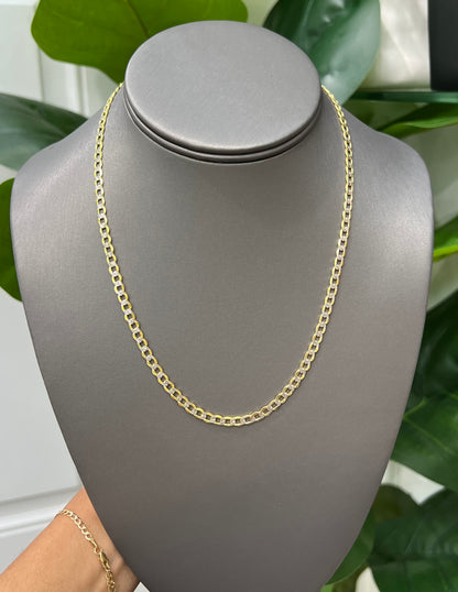 00110 - NEW 14k Hollow Cuban Curb chain two-Tone (4mm)W.G