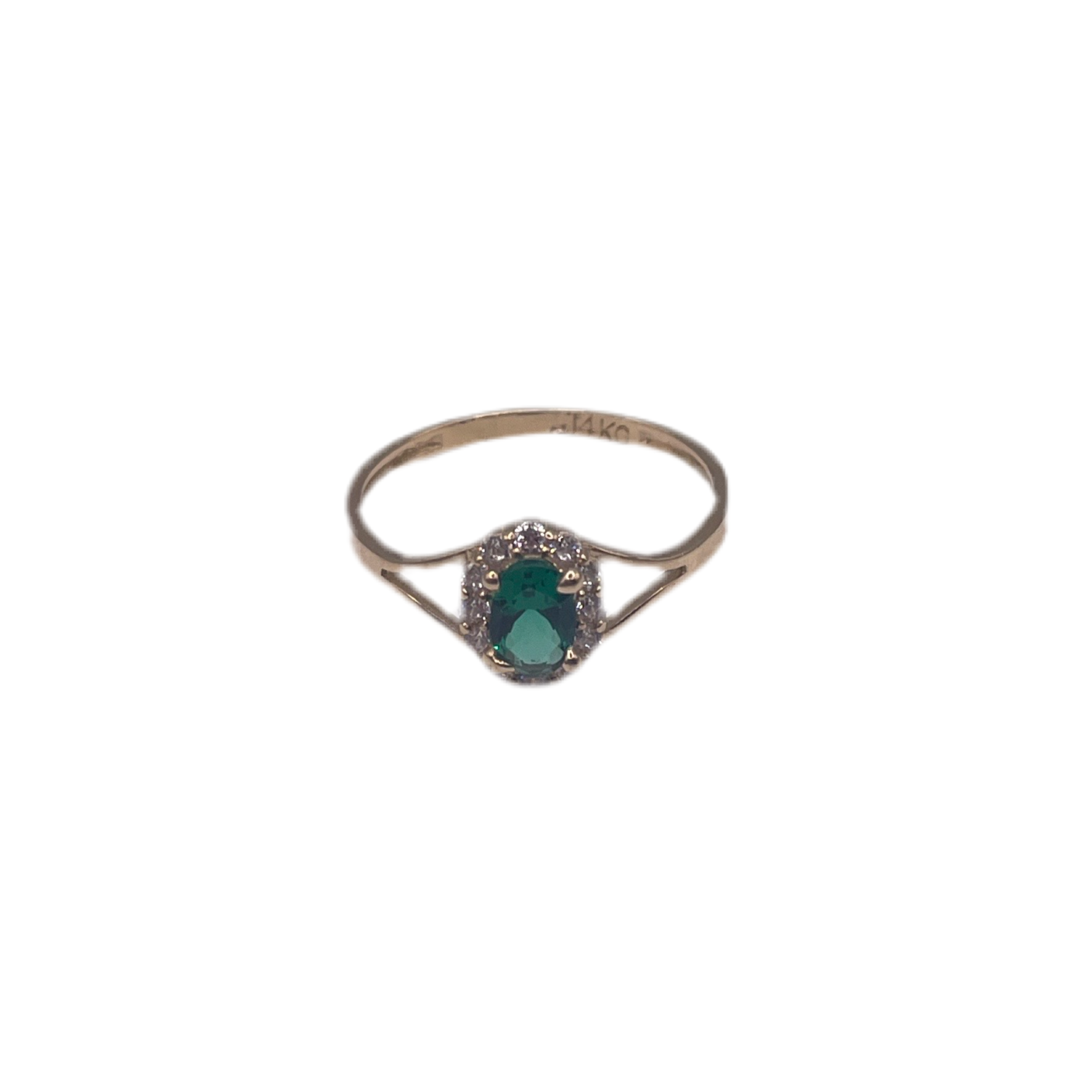 494- 14K Green Stone Ring sz