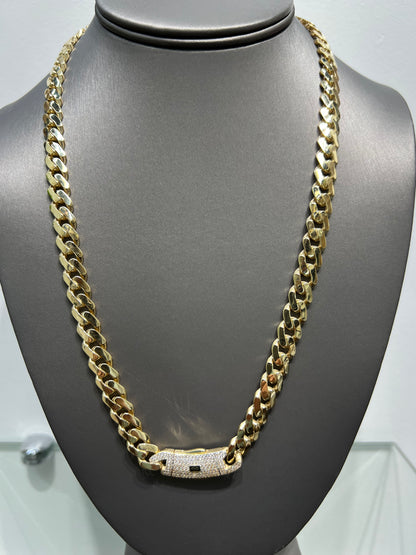 1237- NEW 14K Hollow Cuban Monaci Chain (9mm) W.G
