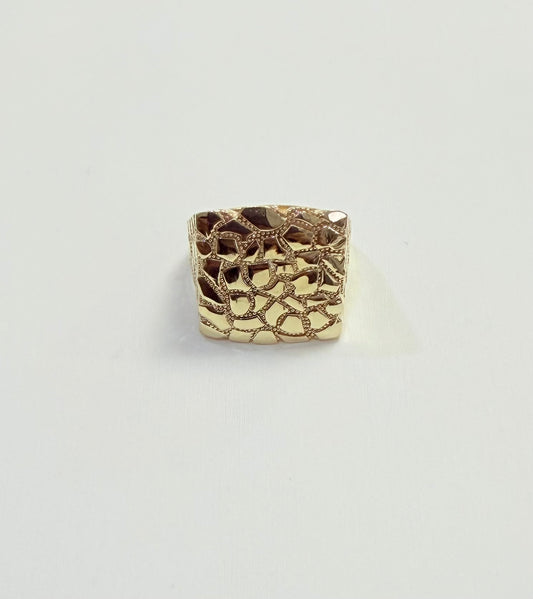 1697- NEW 10K Square Nugget Men Ring W.G