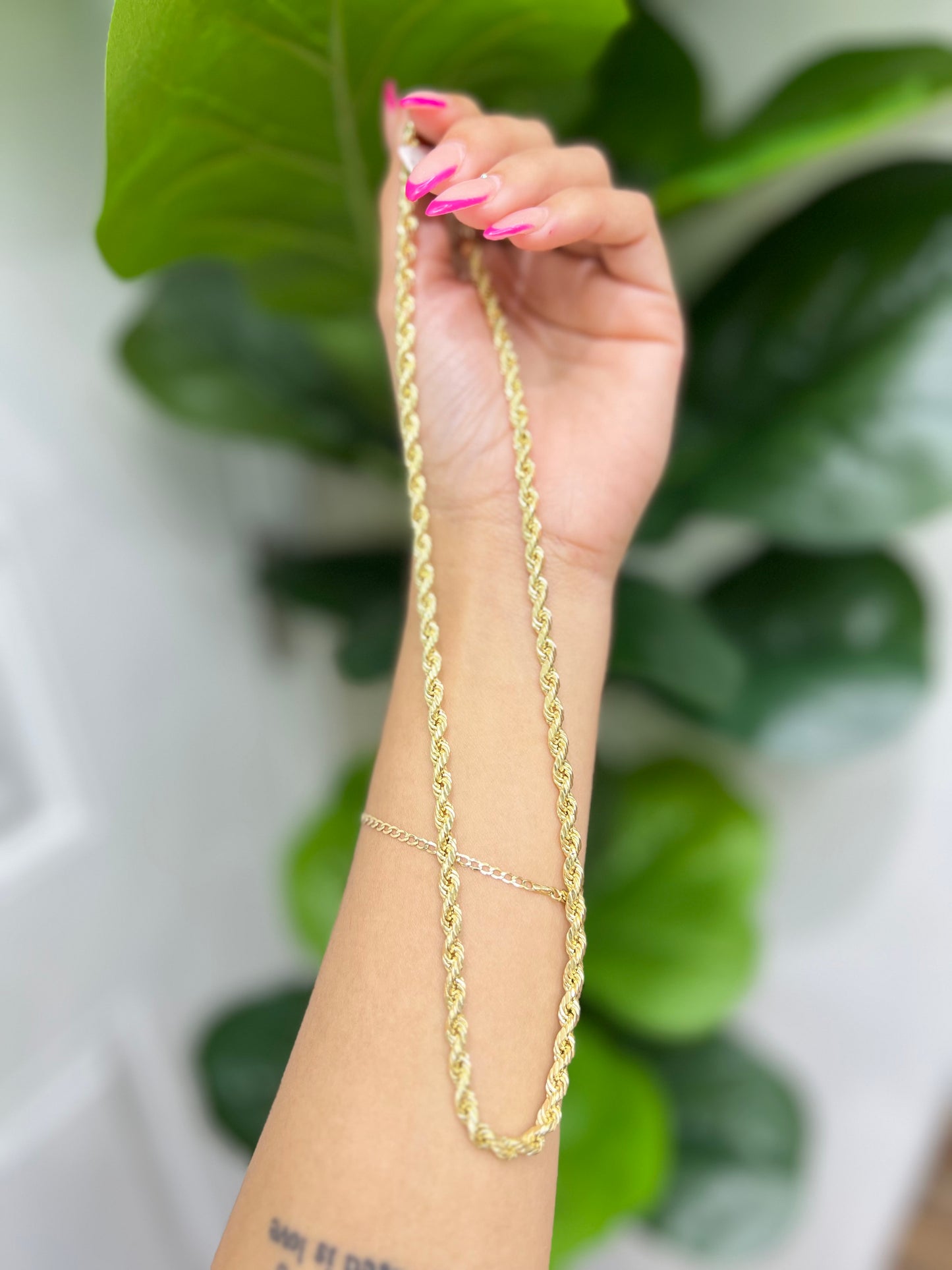 467- NEW 14K Semi Solid Rope Chain (4.50mm) W.G
