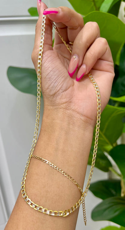 00110 - NEW 14k Hollow Cuban Curb chain two-Tone (4mm)W.G
