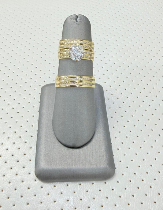 1808- NEW 14K Jade Wedding Trio Set