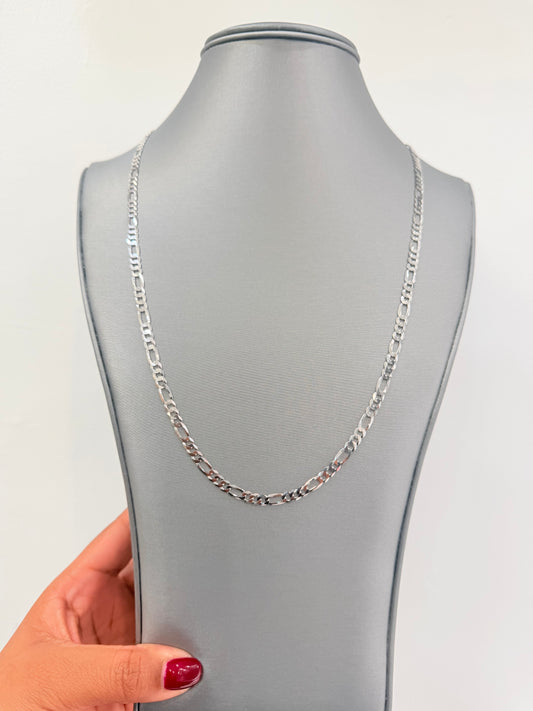 S917- .925 Sterling Silver Figaro Chain 22” (4.4mm) W.G