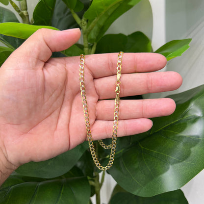 1249- NEW 14K Solid Flat Cuban Curb Link Two Tone 22" (4.8mm) W.G