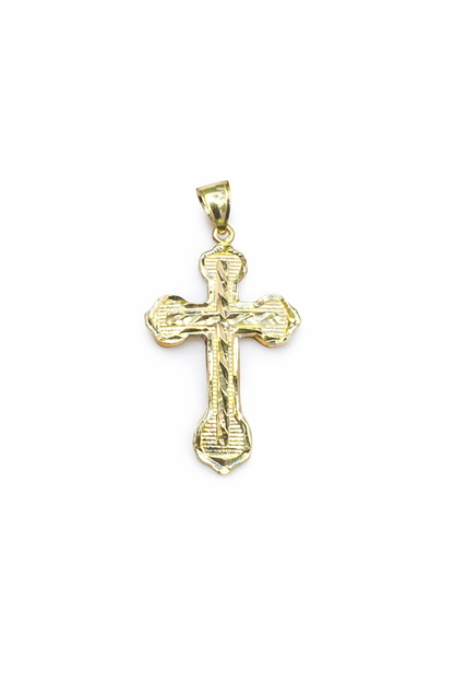 1568- NEW 10K Gold Cross Diamond Cut Pendant W.G