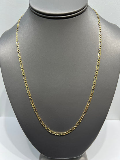522-NEW  14K Hollow Figaro Chain (3.4mm) W.G