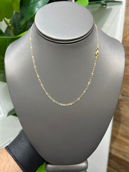 00173-NEW 14K Solid Tri-Tone Figaro chain  (2.27mm).W.G