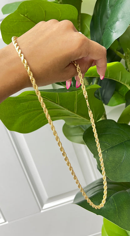 467- NEW 14K Semi Solid Rope Chain (4.50mm) W.G