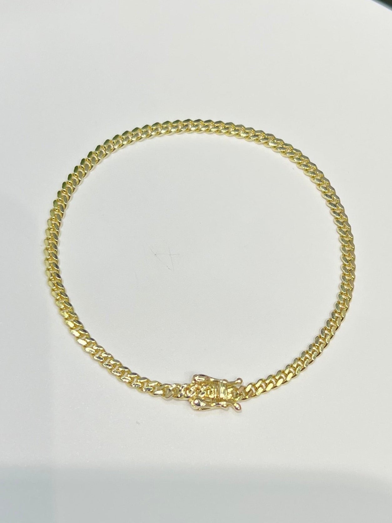 1573- NEW 10K Solid Miami Cuban Bracelet 7.5" (3mm) W.G