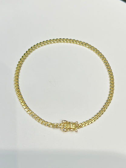 1573- NEW 10K Solid Miami Cuban Bracelet 7.5" (3mm) W.G