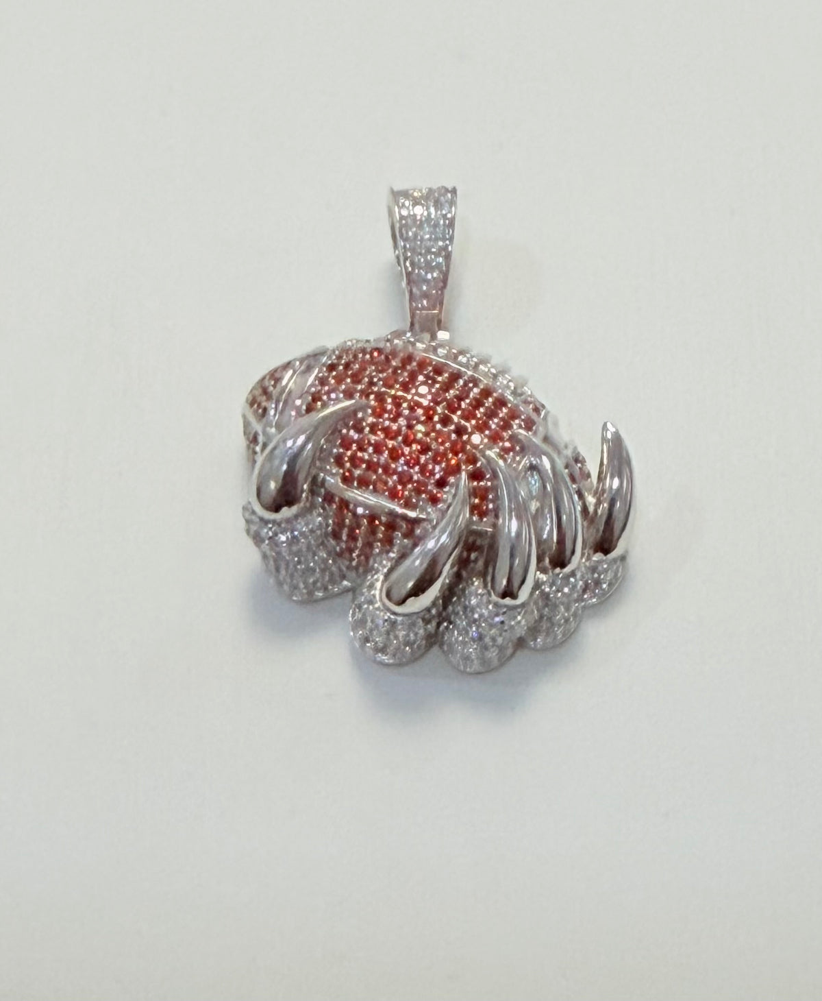 S407- NEW .925 Sterling Silver Claw Football Pendant W.G