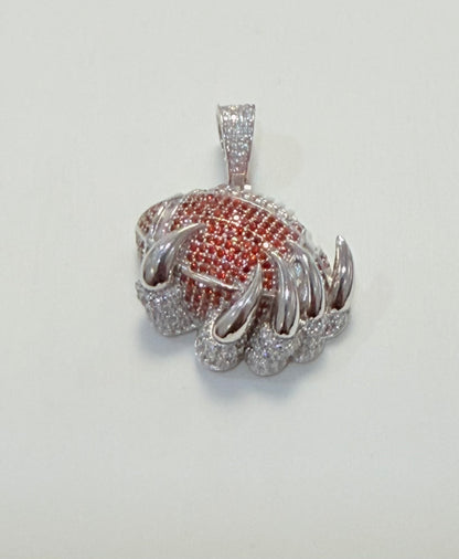 S407- NEW .925 Sterling Silver Claw Football Pendant W.G