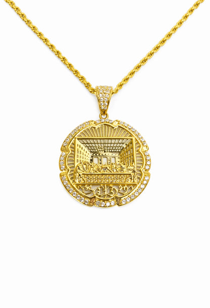 1508- NEW 14K The Last Supper Gold Pendant (1.33”) W.G