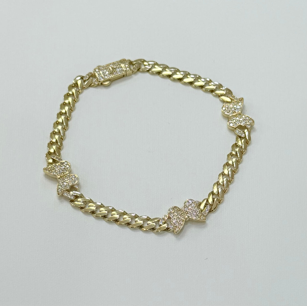 1800- NEW 14K Butterfly Miami Cuban Bracelet 7” (5mm)