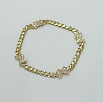 1800- NEW 14K Butterfly Miami Cuban Bracelet 7” (5mm)