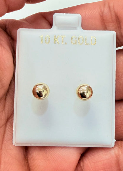 1759- NEW 14K Ball Stud Earrings (6mm) W.G