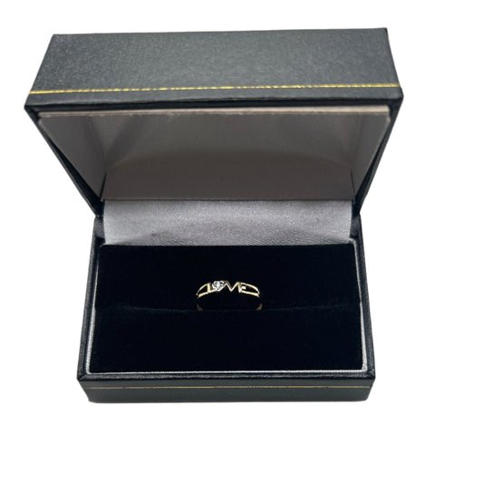 865- NEW 14K Thin Love Gold Ring (W.G)