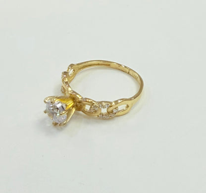 1374- NEW 10K Cuban Link Band Wedding Rings Trio W.G