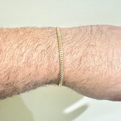 1169- NEW 14K Solid Miami Cuban Bracelet (3.3mm) 7" W.G