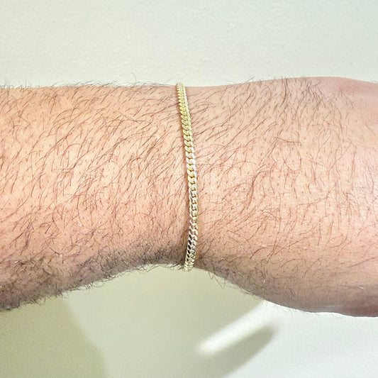 1169- NEW 14K Solid Miami Cuban Bracelet (3.3mm) 7" W.G