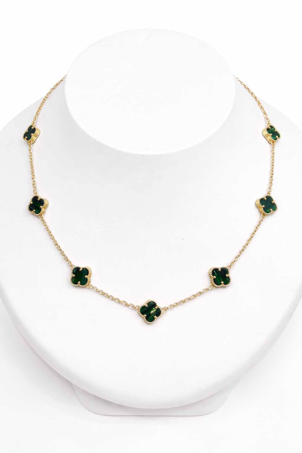 1610- NEW 14K Green Trebol Necklace 19"+ 1" ext (8mm)W.G