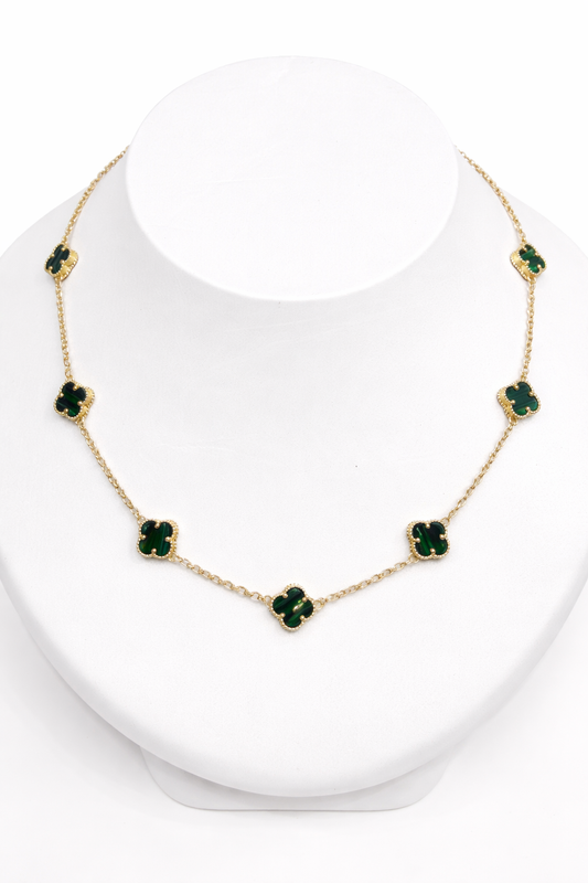 1610- NEW 14K Green Trebol Necklace 19"+ 1" ext (8mm)W.G