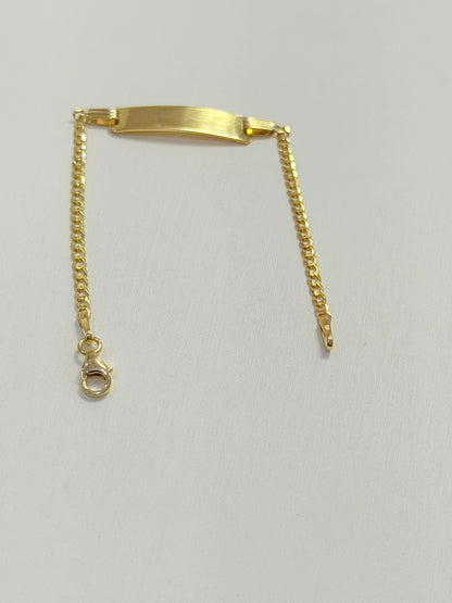 1747- NEW 10K Hollow ID Cuban curb baby bracelet 5” (2mm) W.G