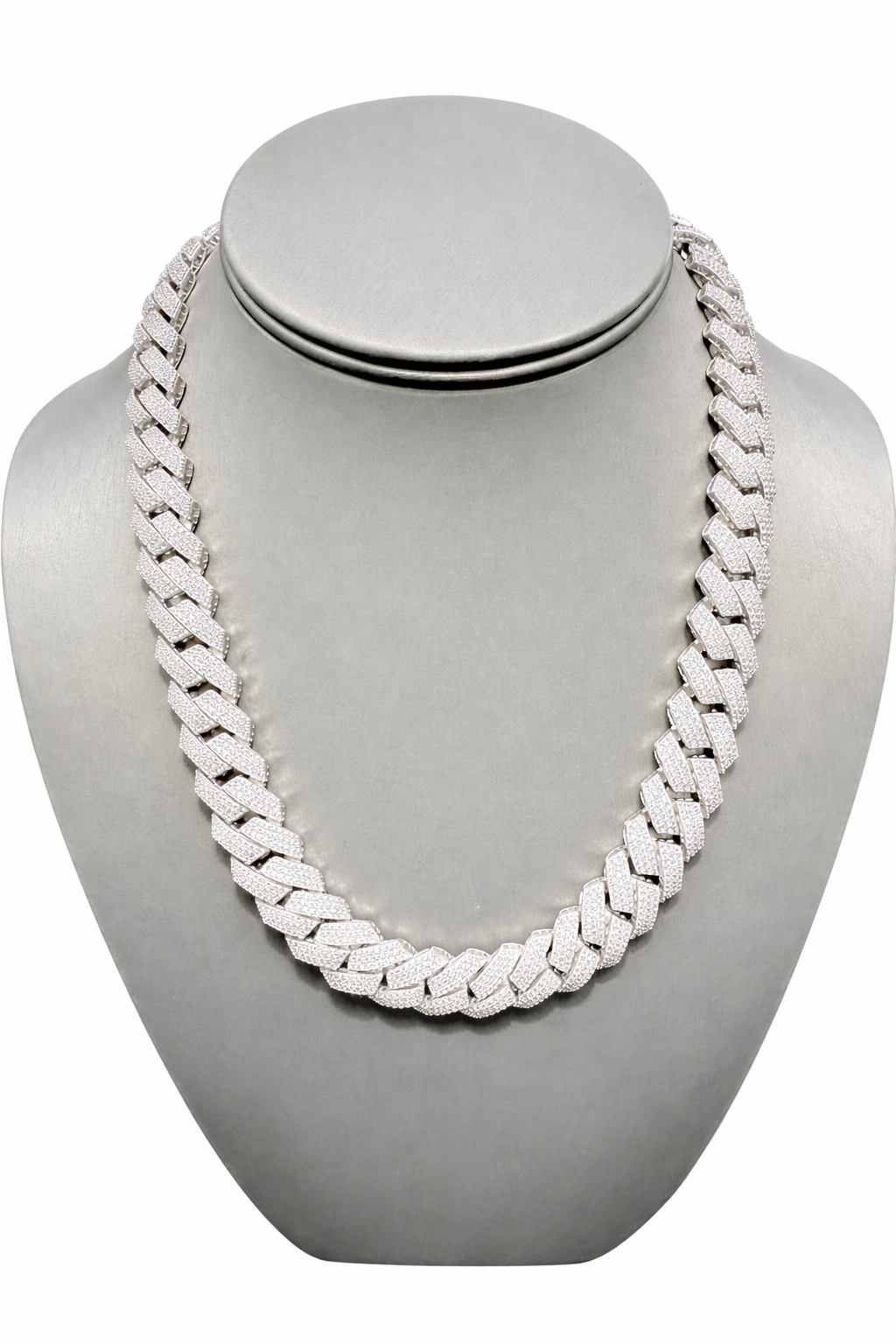 S786- NEW .925 Silver Encrusted Miami Cuban Chain (13mm)W.G
